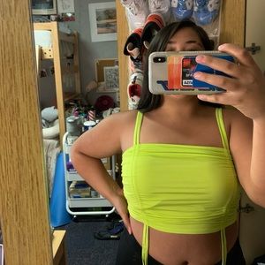 Lime green cropped tube top shirt WORN ONCE